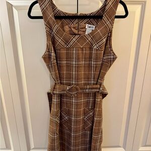 Taroo Brown & Cream Plaid Dress